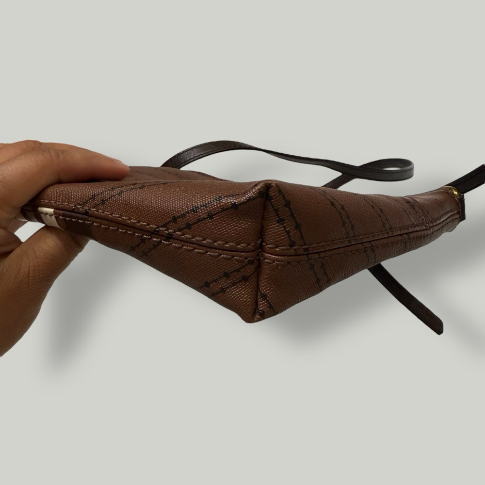 FOSSIL Crossbody Women Bag Brown Fiona Adjustable Strap Stripe Pattern Brass - Picture 8 of 16